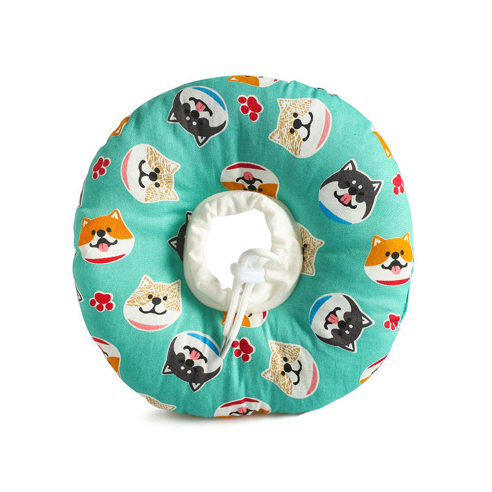 2 pcs Shiba Inu pattern Pet Recovery Collar - Comfortable Anti-Lick Cone for Cats & Dogs Size S