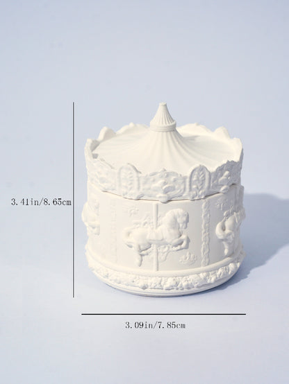 (White Peach Oolong)Rotating Carousel Soy Candle - Unique Home Decor & Gift