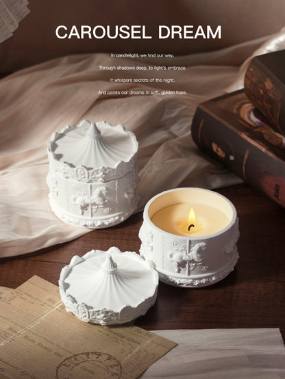 (White Peach Oolong)Rotating Carousel Soy Candle - Unique Home Decor & Gift