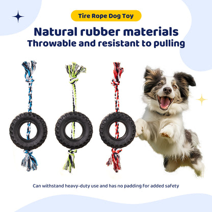 Green Interactive Tire Rope Dog Toy - Heavy Duty Chew Toy for Dental Health & Play