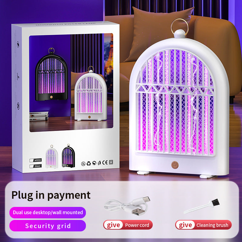 White (Plug-in) USB Mosquito Killer Lamp - Electric Bug Zapper, Wall-Mounted/Standing, Silent