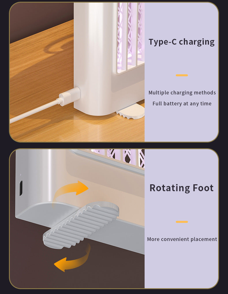 White (Plug-in) USB Mosquito Killer Lamp - Electric Bug Zapper, Wall-Mounted/Standing, Silent