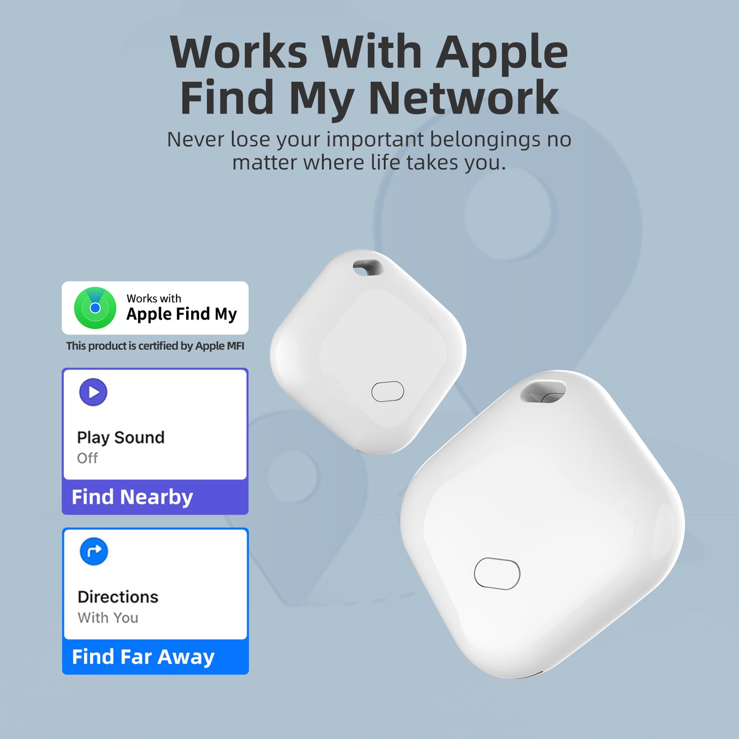 (Round White) Mini GPS Tracker - Apple Find My Enabled, Key Finder, Wallet Locator, Anti-Theft Tag