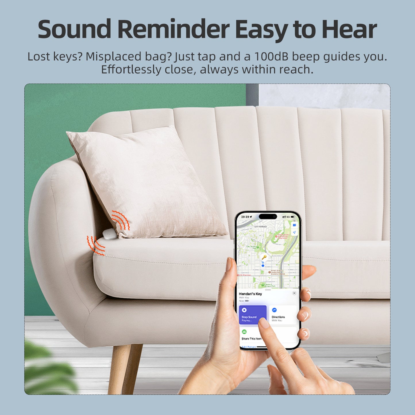 (Square White) Mini GPS Tracker - Apple Find My Enabled, Key Finder, Wallet Locator, Anti-Theft Tag