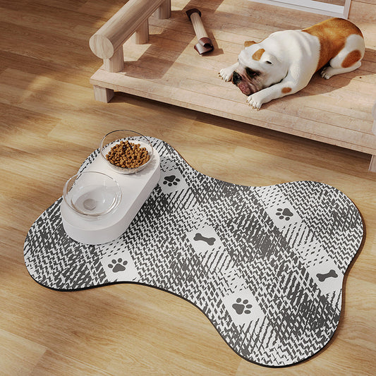 Black And White Pet Feeding Mat 45x60cm - Anti-Slip, Durable Diatom Mud Mat for Dogs and Cats, Easy to Clean