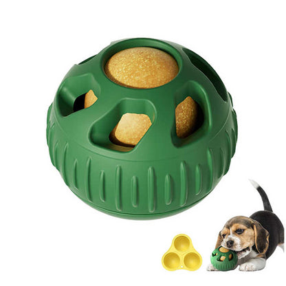 Yellow Ball and Black Mold Pet Treat Dispensing Ball and Molding Set - Silicone Dog Chew Toy for Teeth Cleaning and Boredom Relief
