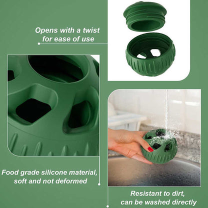 Grey Ball and Yellow Mold Pet Treat Dispensing Ball and Molding Set - Silicone Dog Chew Toy for Teeth Cleaning and Boredom Relief