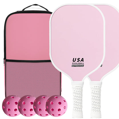 Pink Fiberglass Pickleball Paddle Set - 2 Minimalist Paddles, 4 Balls, and Carry Bag for Outdoor Play