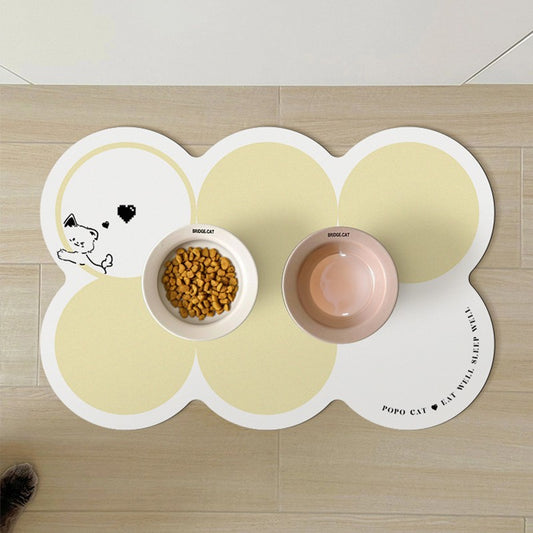 Style 1 White And Yellow Absorbent Diatomaceous Earth Pet Feeding Mat - Non-Slip & Quick Dry Placemat (50x80cm)