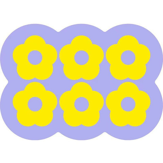 Style 9 Purple And Yellow Flowers Pattern Absorbent Diatomaceous Earth Pet Feeding Mat - Non-Slip & Quick Dry Placemat (50x80cm)