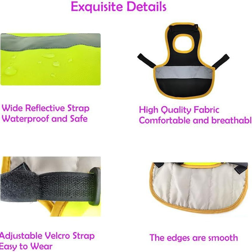 4 Pcs Fluorescent Green High Visibility Chicken & Duck Safety Vest - Reflective Poultry Jacket