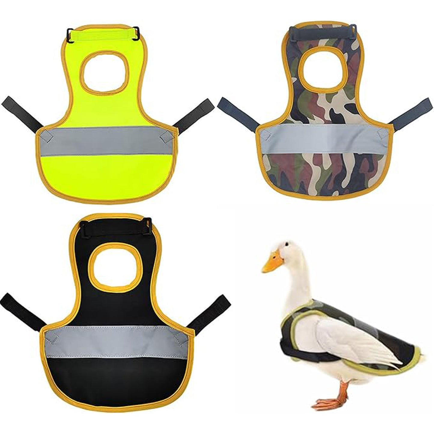 4 Pcs Camouflage Green High Visibility Chicken & Duck Safety Vest - Reflective Poultry Jacket