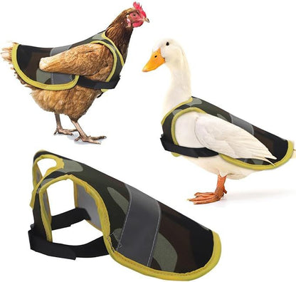 4 Pcs Camouflage Green High Visibility Chicken & Duck Safety Vest - Reflective Poultry Jacket