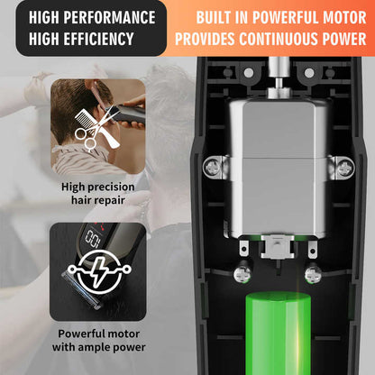 Green 5-in-1 Digital Display Hair Clipper Set - Adjustable Multifunctional Trimmer for Hair, Beard, and Precision Grooming