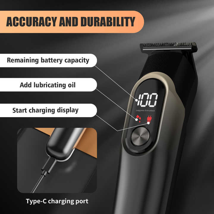 Green 5-in-1 Digital Display Hair Clipper Set - Adjustable Multifunctional Trimmer for Hair, Beard, and Precision Grooming