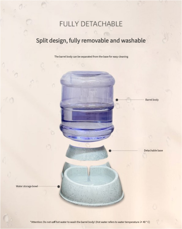 Pink Automatic Pet Feeder and Drinker Combo for Cats and Small Dogs - 2 in 1 Detachable Design