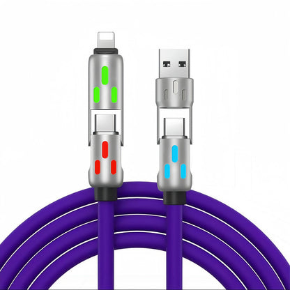 Universal PD Fast Charging Cable with LED Indicator - Zinc Alloy, Durable 1.5m Silicone Cord - Multiple Connector Options(purple)