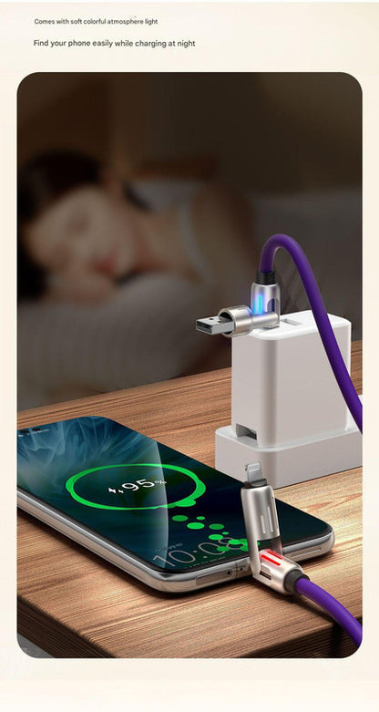 Universal PD Fast Charging Cable with LED Indicator - Zinc Alloy, Durable 1.5m Silicone Cord - Multiple Connector Options(purple)