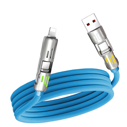 Universal PD Fast Charging Cable with LED Indicator - Zinc Alloy, Durable 1.5m Silicone Cord - Multiple Connector Options(Blue)