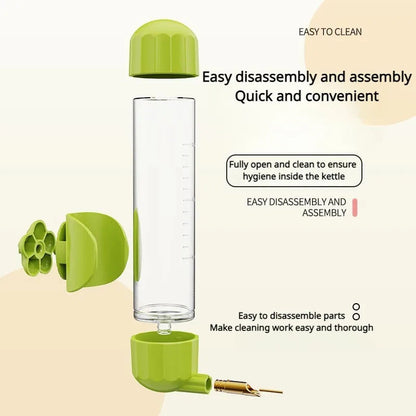 Green Automatic Bird Water Feeder Bottle (200ml) - Leakproof No-Drip Dispenser for Parrots