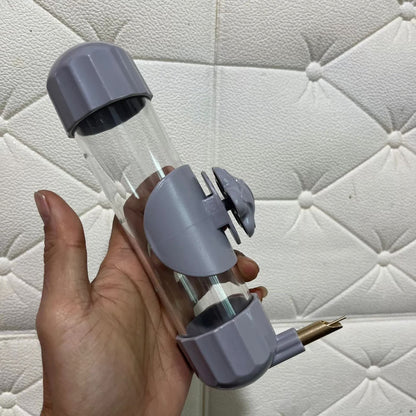 Grey Automatic Bird Water Feeder Bottle (200ml) - Leakproof No-Drip Dispenser for Parrots