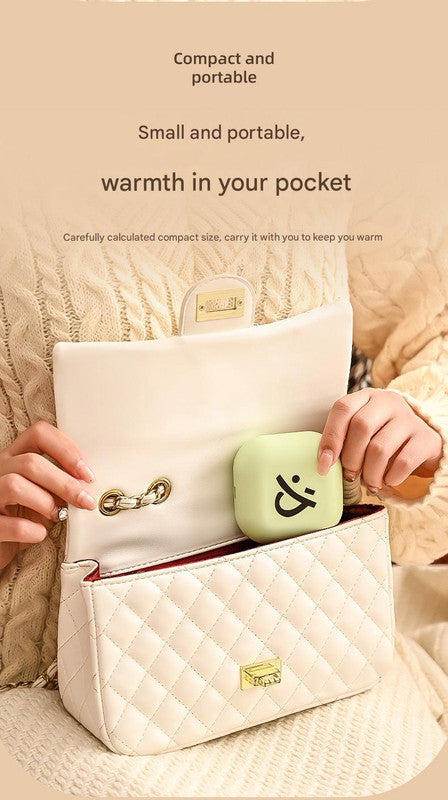 Green Cute Block Hand Warmer - Fast Heating Portable Electric Warmer with Lanyard