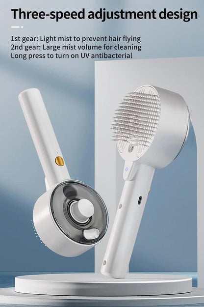 Pink Rechargeable Pet Grooming Brush with UVC Sterilizer & Mist Spray