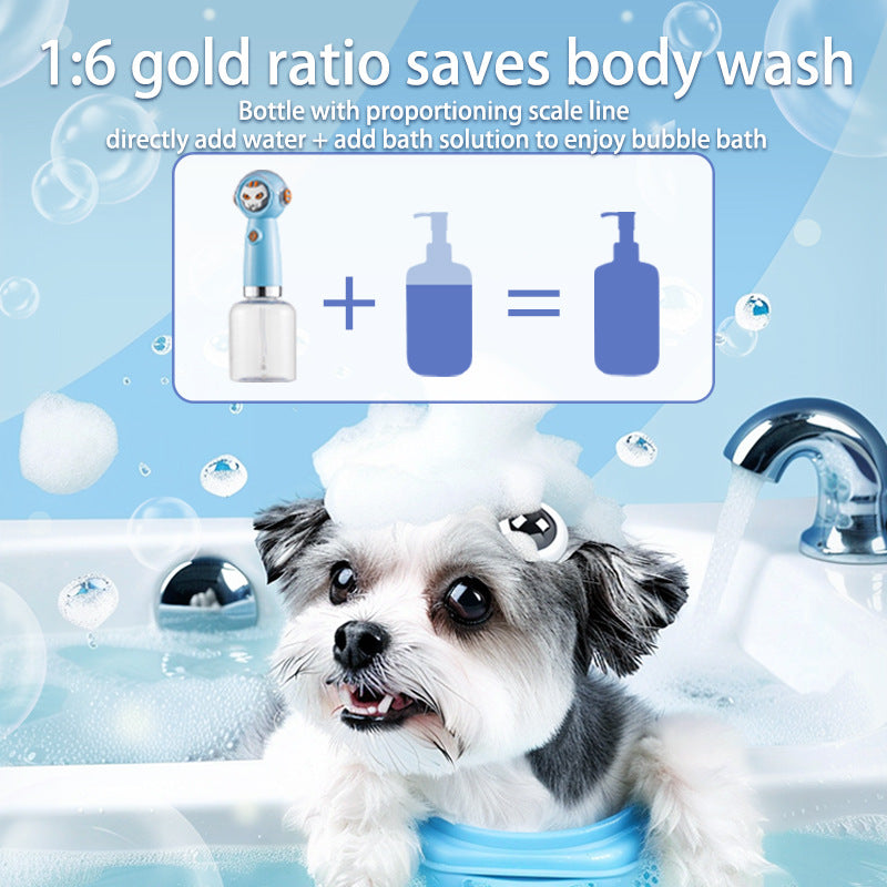 Light blue Electric Pet Shampoo Foamer Gun - Dense Foam, Quiet Operation, Easy Bath