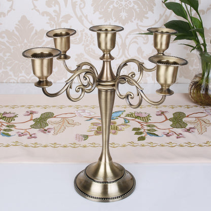 Copper Elegant Metal Candelabra 5 Arm Candle Holder -  Decorative Candelabra for Home, Weddings, Events