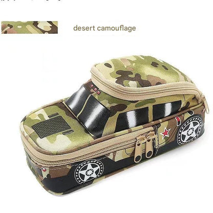 Camouflage Car Shaped Pencil Case - Large Capacity Stationery Organizer Pouch (Desert camouflage)