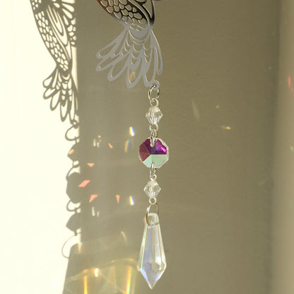 (Style A)2 PCS Hummingbird Metal Suncatcher with Crystal Accents - for Window or Wall Indoor Hanging Ornament
