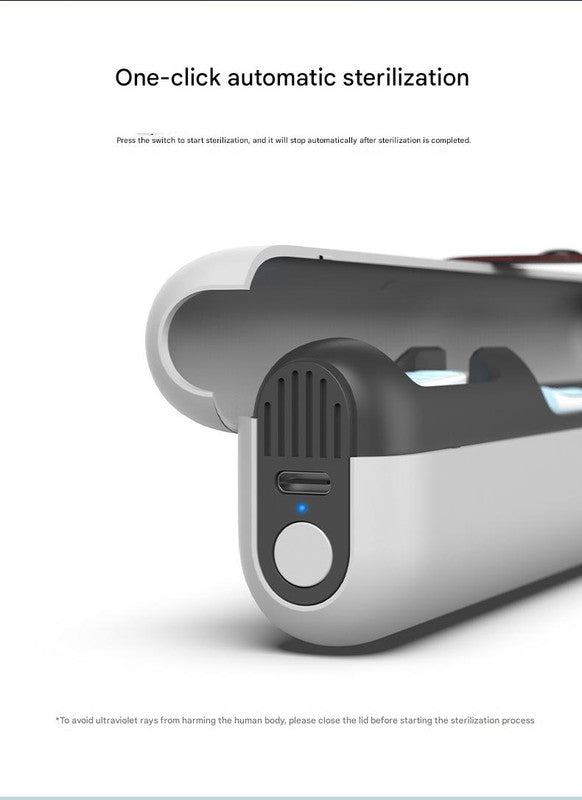 Travel UVC Toothbrush Sanitizer Box - Magnetic Closure, Rechargeable