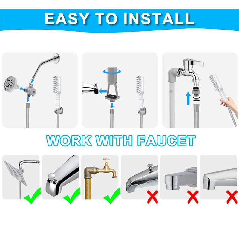 Handheld Pet Grooming Shower Sprayer - With Comb Teeth Hose & Adapters