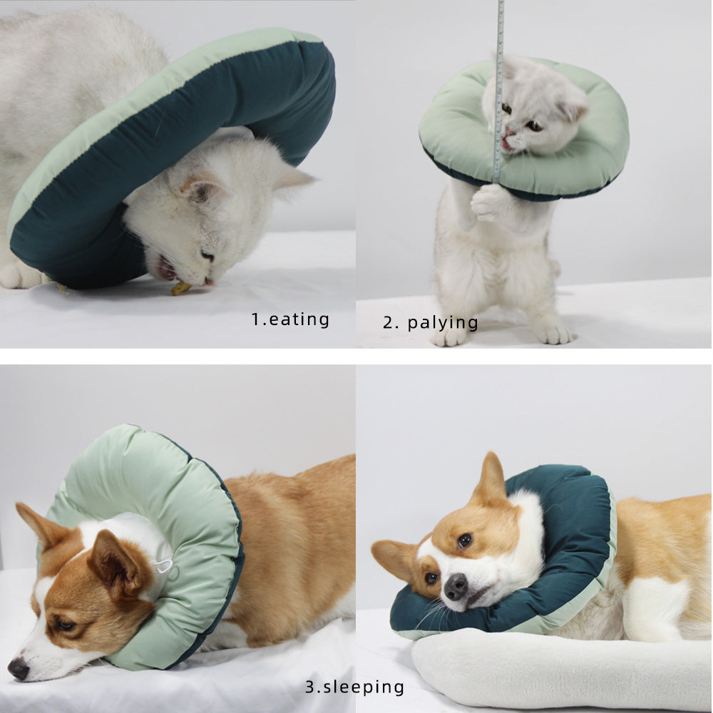 Green Adjustable Soft Elizabethan Collar for Pets - Comfortable Recovery Aid - S