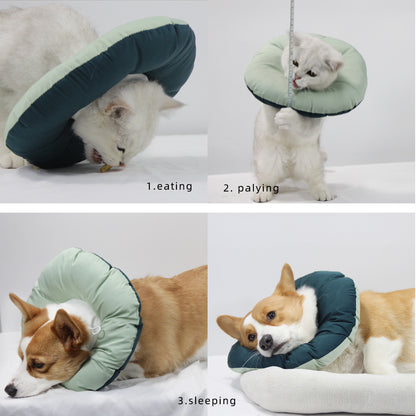 Green Adjustable Soft Elizabethan Collar for Pets - Comfortable Recovery Aid - S