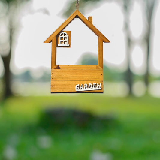 Brown Charming Wooden House Hanging Bird Feeder - Attract Wild Birds to Your Garden