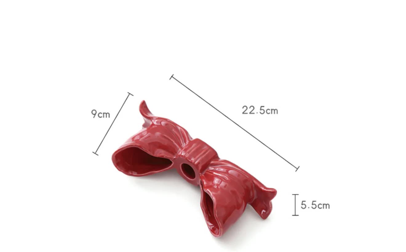 White Elegant Ceramic Bow Taper Candle Holder - Stylish Tabletop Decor Accent