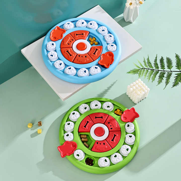 Blue Interactive Pet Puzzle Feeder Toy - Slow Eating & Mental Stimulation Game for Dogs & Cats