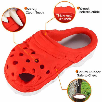 Size L Blue Tough Slipper Dog Chew Toy - Natural Rubber Treat Dispenser & Teeth Cleaner for Interactive Play & Boredom Relief