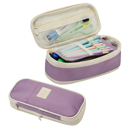 Purple Large Capacity Expandable Pencil Case - Multi-Compartment Student Stationery Pouch (Only with pencil case)