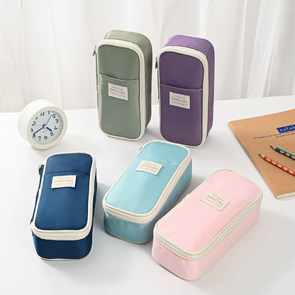 Purple Large Capacity Expandable Pencil Case - Multi-Compartment Student Stationery Pouch (Only with pencil case)