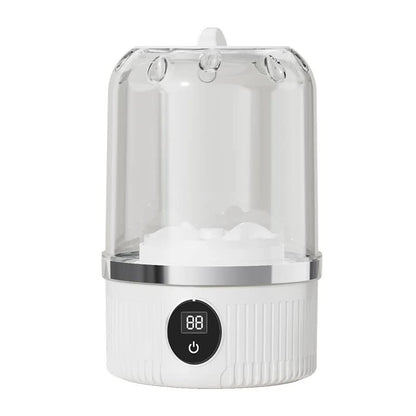 White Portable Mini Washing Machine - Rechargeable USB-C Electric Washer for Travel, Delicates & Socks