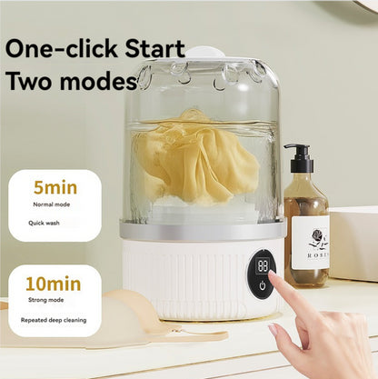 White Portable Mini Washing Machine - Rechargeable USB-C Electric Washer for Travel, Delicates & Socks