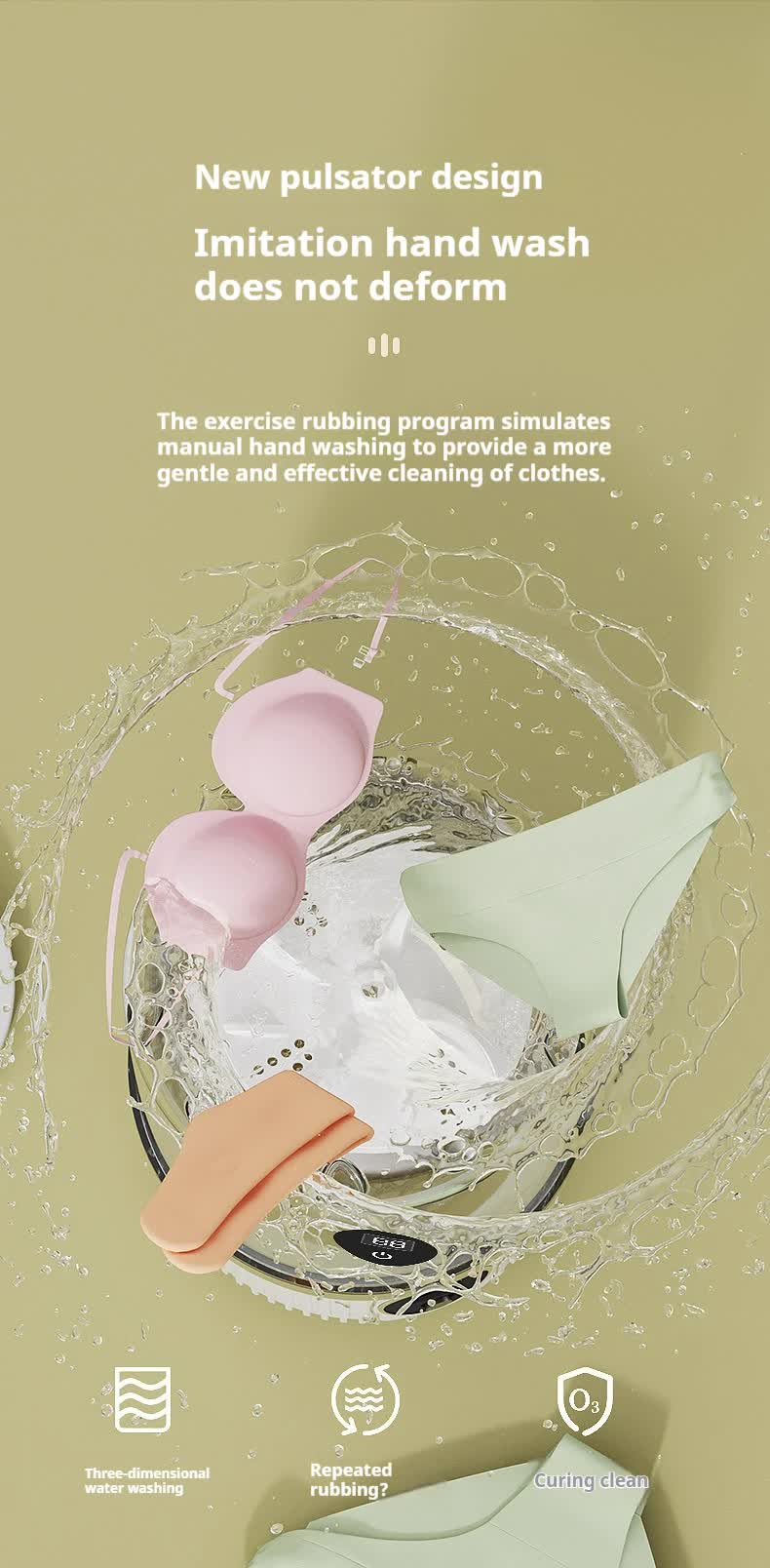 Blue Portable Mini Washing Machine - Rechargeable USB-C Electric Washer for Travel, Delicates & Socks