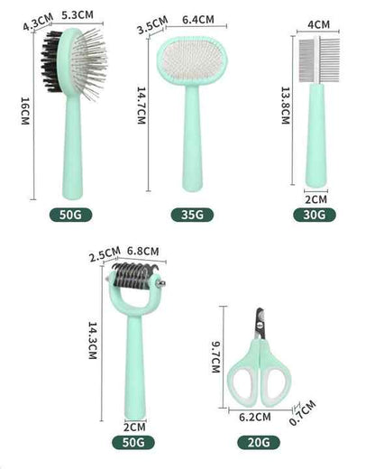 Pink And Blue Complete 5-in-1 Pet Grooming Care Kit - Professional Deshedding Brushes, Combs & Nail Clippers Set for Dogs & Cats