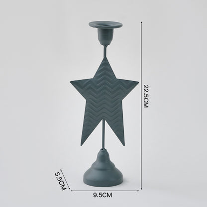 Grey Elegant Star Metal Candlestick Holder - Decorative Taper Candle Stand for Home, Tabletop & Special Occasions