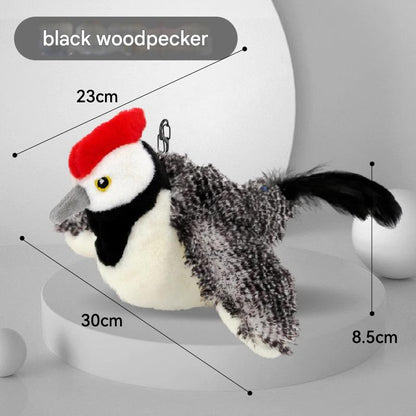 Interactive Flapping Wing Bird Toy for Cats & Dogs,Motion Activated with Sound(Black Woodpecker)
