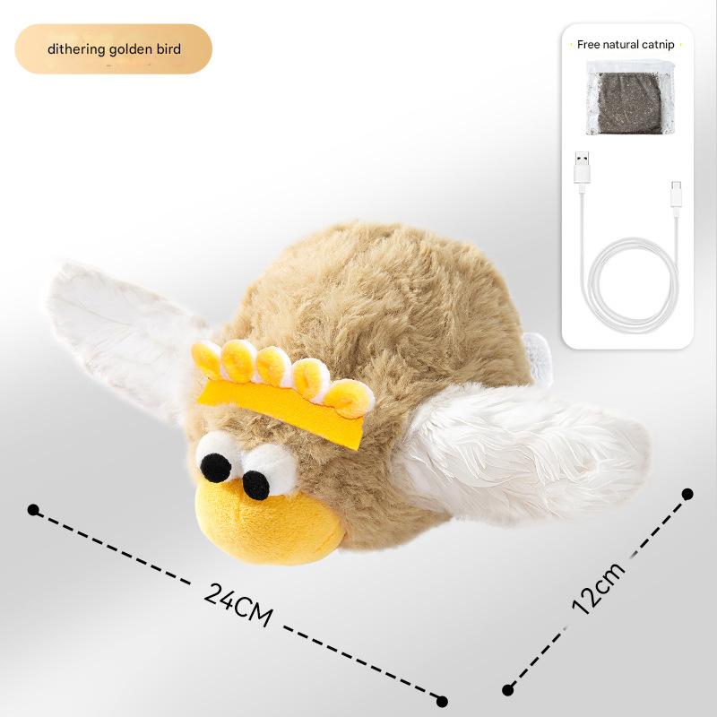 Interactive Flapping Wing Bird Toy for Cats & Dogs,Motion Activated with Sound(Fat Golden Bird)