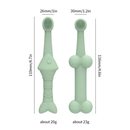 6 x Silicone Pet Toothbrush (3 Fish shape and 3 Bone shape) Beige Gentle Food-Grade Silicone Pet Toothbrush - Promotes Healthy Teeth & Gums for Dogs & Cats