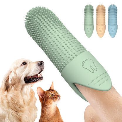 4 Pcs Green Soft Silicone Pet Finger Toothbrush - Gentle Dental Care for Dogs & Cats, Tartar & Plaque Remover
